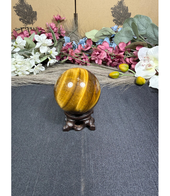 Tiger Eye Sphere #25, 244gr, 55.9mm