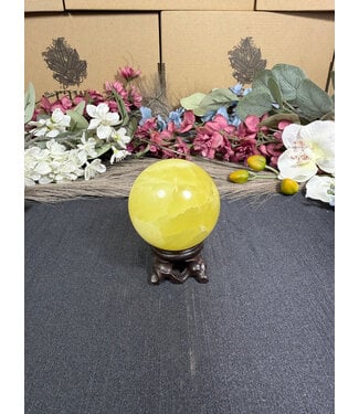 Lemon Calcite Sphere #2, 314gr, 58.9mm
