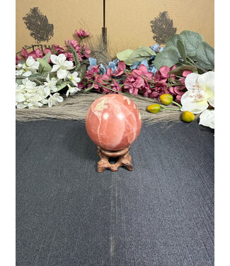 Rose Calcite Sphere #3, 244gr, 54.2mm