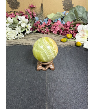 Green Banded Onyx Sphere #2, 230gr, 53.9mm