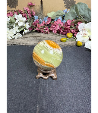 Green Banded Onyx Sphere #3, 232gr, 54.7mm