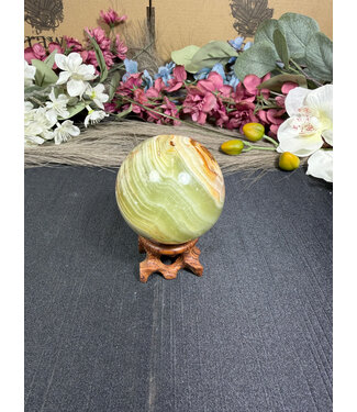 Green Banded Onyx Sphere #4, 240gr, 55.1mm