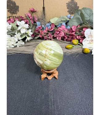 Green Banded Onyx Sphere #7, 246gr, 55.1mm