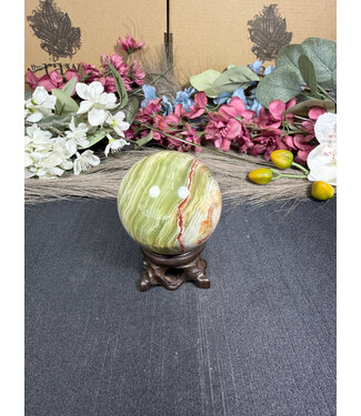 Green Banded Onyx Sphere #9, 258gr, 55.9mm