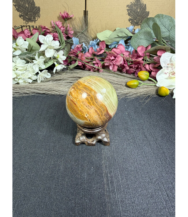 Green Banded Onyx Sphere #1, 224gr, 53.8mm