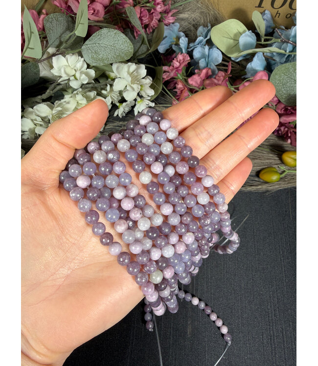 Lepidolite Beads Polished 15" Strand 6mm 8mm