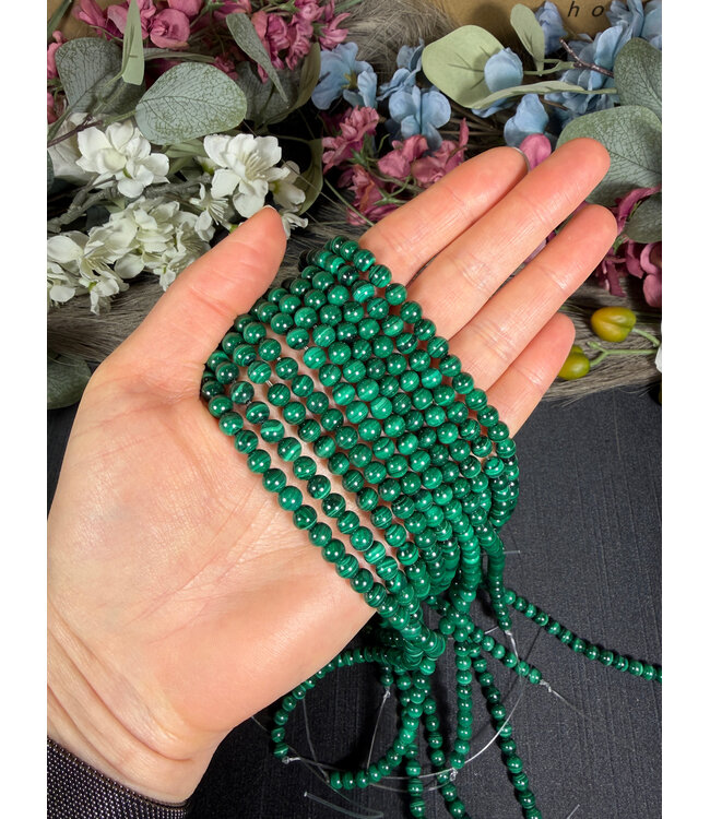 Malachite Beads Polished 15" Strand 4mm 6mm 8mm