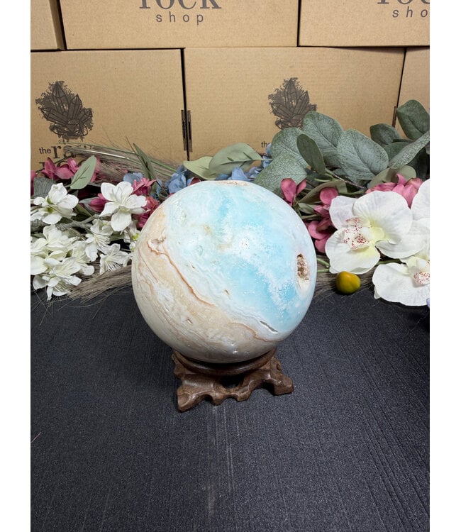 Caribbean Calcite Sphere #9, 1070gr, 92.3mm