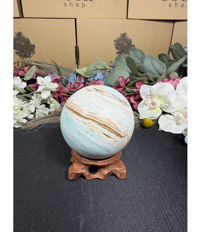 Caribbean Calcite Sphere #5, 774gr, 81.6mm