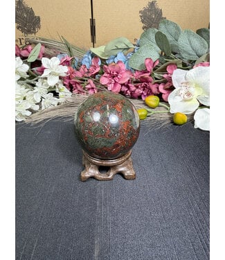 Dark Dragon Bloodstone Sphere #4, 367.74gr, 60.6mm