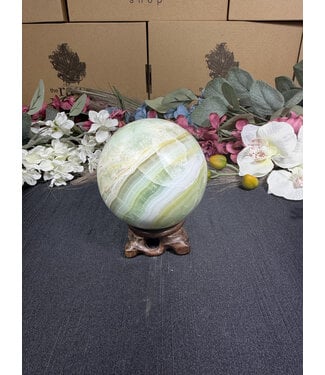 Pistachio Calcite Sphere #4, 876gr, 83.3mm