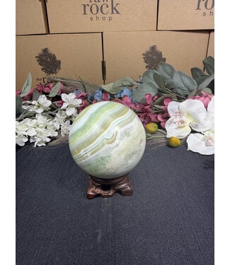 Pistachio Calcite Sphere #2, 856gr, 82.7mm