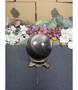 Silver Sheen Obsidian Sphere #9, 462gr ,72mm