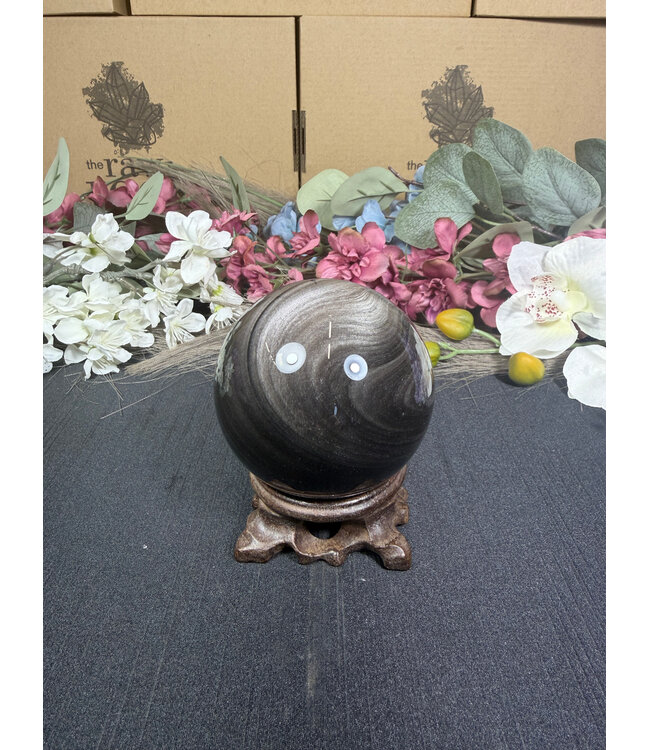 Silver Sheen Obsidian Sphere #9, 462gr ,72mm