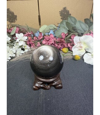 Silver Sheen Obsidian Sphere #7, 392gr ,68.1mm