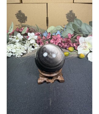 Silver Sheen Obsidian Sphere #8, 420gr ,69.8mm