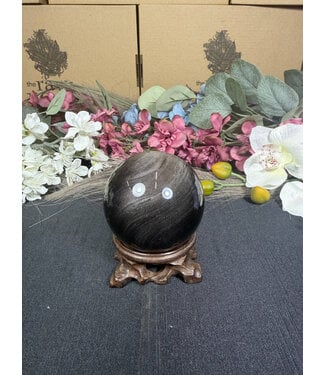 Silver Sheen Obsidian Sphere #6, 362gr ,66.4mm