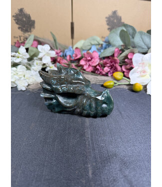 Moss Agate Dragon Head #3 410gr