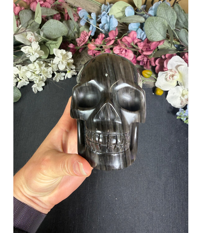 Silver Sheen Obsidian Skull #3, 1122gr