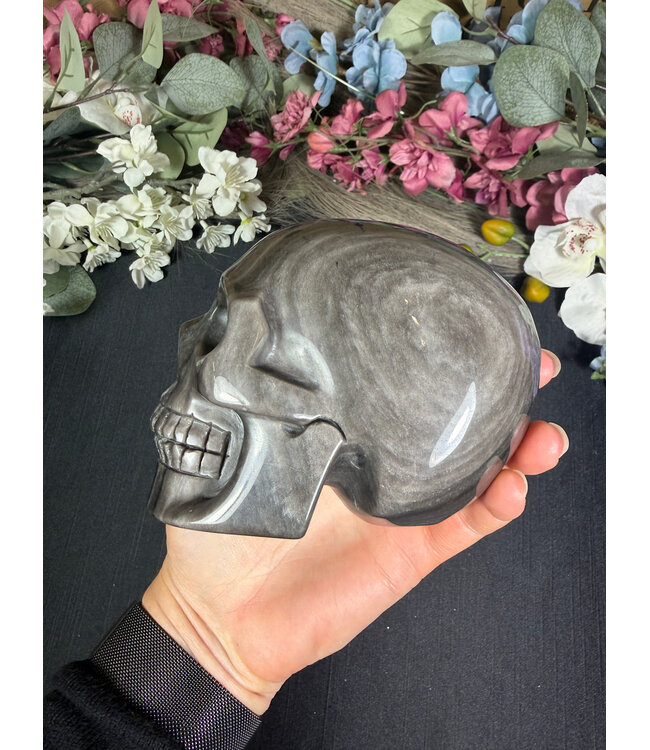 Silver Sheen Obsidian Skull #3, 1122gr