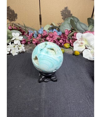 Blue Aragonite Sphere #7, 352gr 64mm