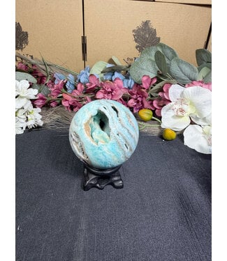 Blue Aragonite Sphere #8, 322gr 62.8mm