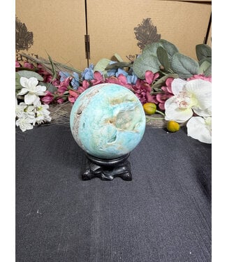 Blue Aragonite Sphere #9, 504gr 72.9mm