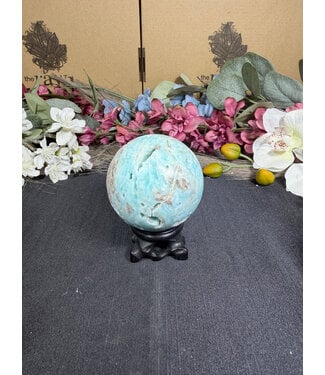 Blue Aragonite Sphere #5, 330gr 62.6mm