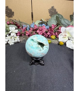 Blue Aragonite Sphere #6, 288gr 61.6mm
