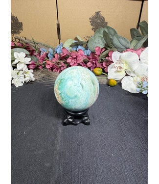 Blue Aragonite Sphere #4, 364gr 63.5mm
