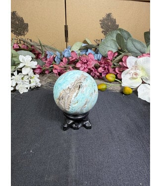 Blue Aragonite Sphere #2, 276gr 59.1mm