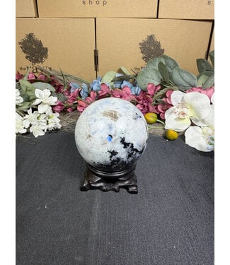 Rainbow Moonstone Sphere #15, 682gr 78.2mm