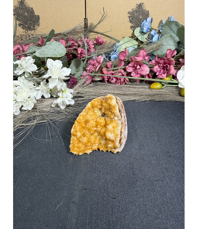Citrine Polished Druzy Cut Base (heat treated) #32, 214gr