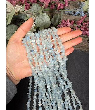 Aquamarine Chip Beads Polished 32" Strand