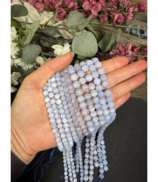 Blue Lace Agate Beads Polished 15" Strand 6mm 8mm