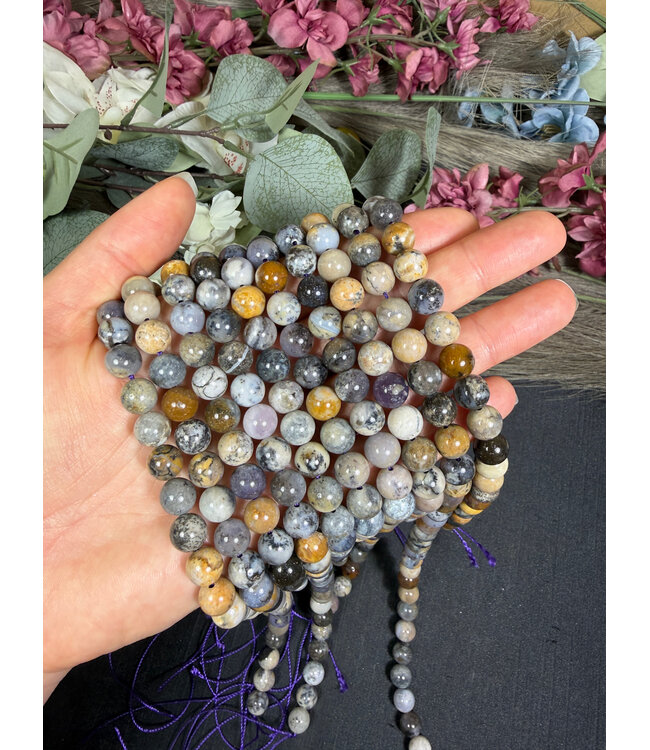 Dendritic Opal Beads Polished 15" Strand 6mm 8mm