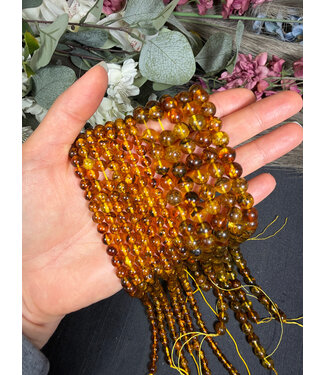 Amber Beads Polished 15" Strand 6mm 8mm