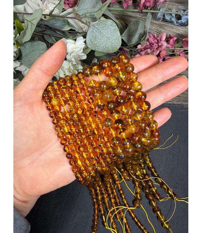 Amber Beads Polished 15" Strand 6mm 8mm