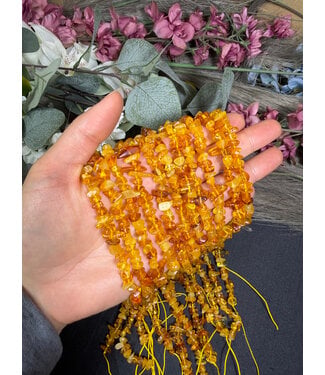 Amber Chip Beads Polished 15.5" Strand