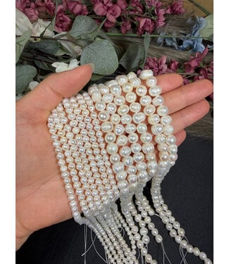 Pearl, Freshwater Beads Polished 13" Strand 6mm 8mm