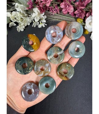Moss Agate Donut Pendant 1pk