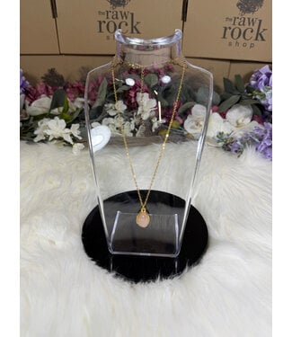 Oval 304 Stainless Steel Gold Plated Necklace, Rose Quartz