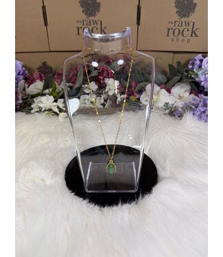Oval 304 Stainless Steel Gold Plated Necklace, Green Aventurine