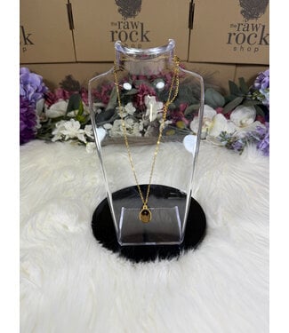 Oval 304 Stainless Steel Gold Plated Necklace, Tiger Eye