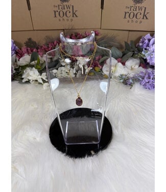 Oval 304 Stainless Steel Gold Plated Necklace, Amethyst