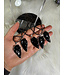 Natural Black Obsidian Arrowhead Necklace, Electroplated Platinum