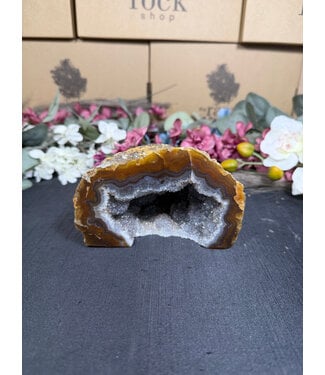 Natural Agate Geode Cut Base #95, 932gr