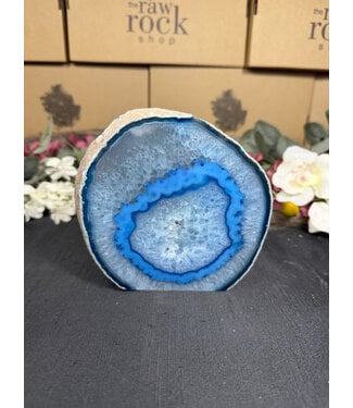Blue Agate Geode Cut Base #29, 1226gr