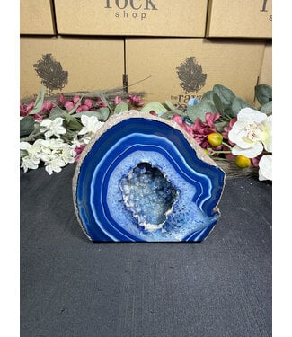 Blue Agate Geode Cut Base #27, 1430gr