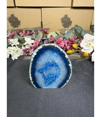 Blue Agate Geode Cut Base #25, 466gr